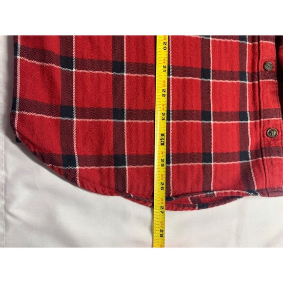 Abercrombie & Fitch Flannel Button Down Shirt Women L Red Tartan Plaid Boyfriend - Picture 6 of 10